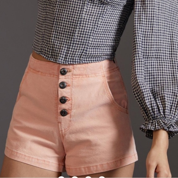 ANTHROPOLOGIE Pilcro Wide Leg Sailor Shorts Lace Up Coral Size 30 NEW $90 - Picture 1 of 11